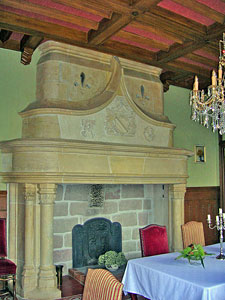 Dining room fireplace at Chteau du Bois Noir.  Photo copyright Cold Spring Press.  All rights reserved.