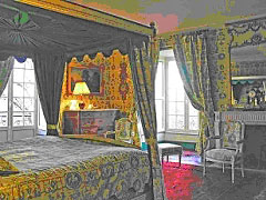 Elegant guest room at Chteau de la Barre