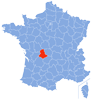 Map of the Haut Vienne département.  Wikipedia